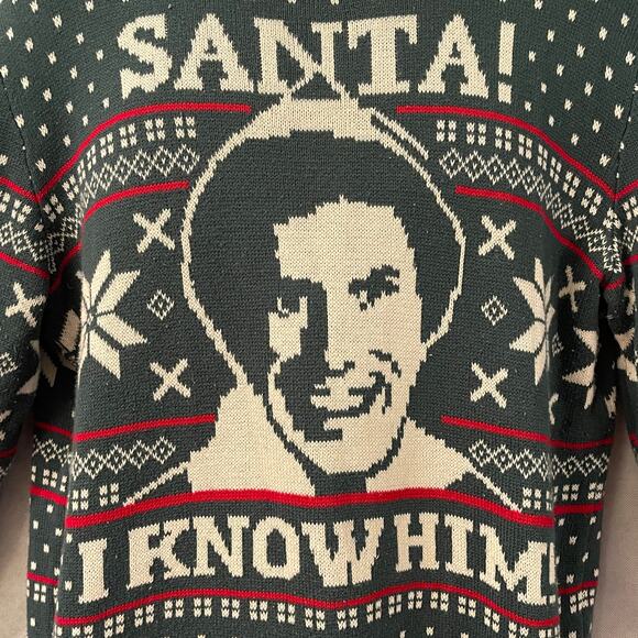 Elf The Movie SANTA I KNOW HIM Christmas Sweater Size Large - Picture 2 of 5